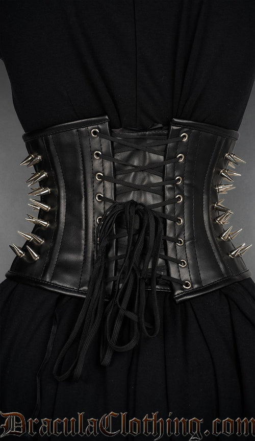 Faux Leather Spiked Waist Cincher