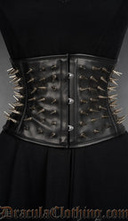Faux Leather Spiked Waist Cincher