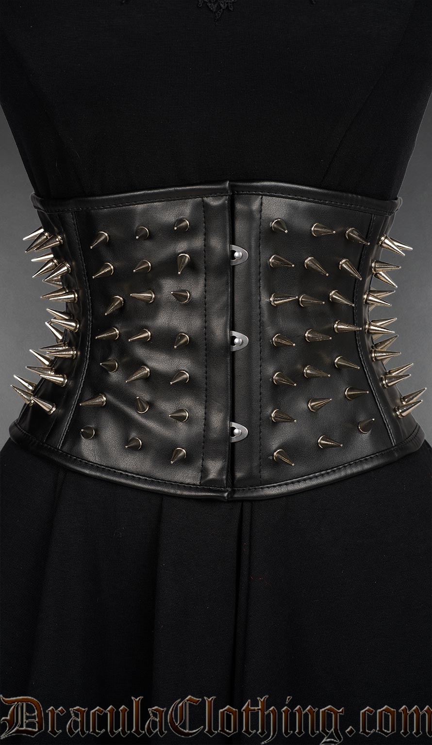 Faux Leather Spiked Waist Cincher