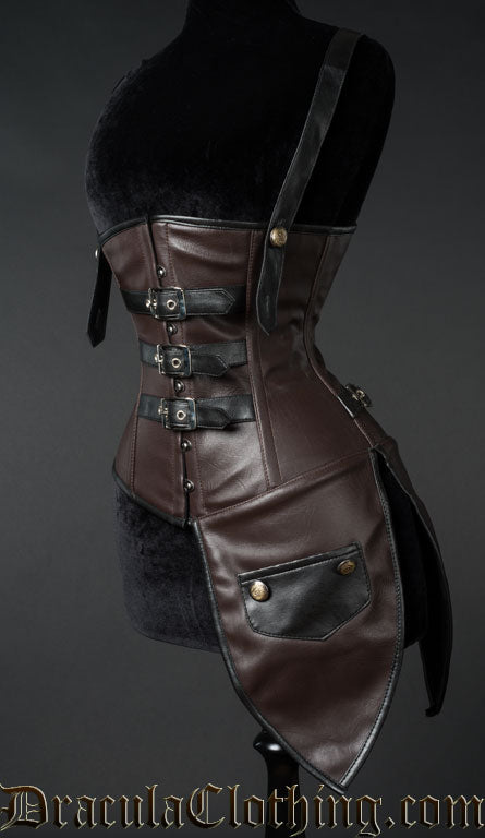 Faux Leather Steampunk Aviator Corset