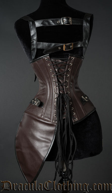 Faux Leather Steampunk Aviator Corset