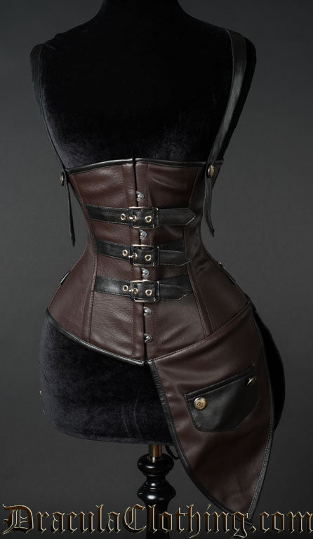 Faux Leather Steampunk Aviator Corset
