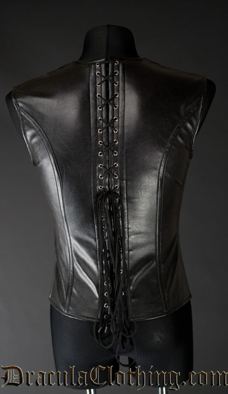 Back view of men's Faux Leather Aristocrat V-Shaper showing adjustable lacing