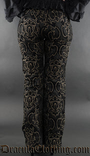 Black Jacquard Female Pirate Officer Pants