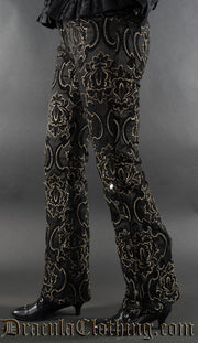 Black Jacquard Female Pirate Officer Pants