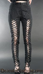 Front Laced Brocade Pants