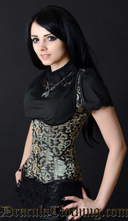 Gold Brocade Shoulder Clasp Corset