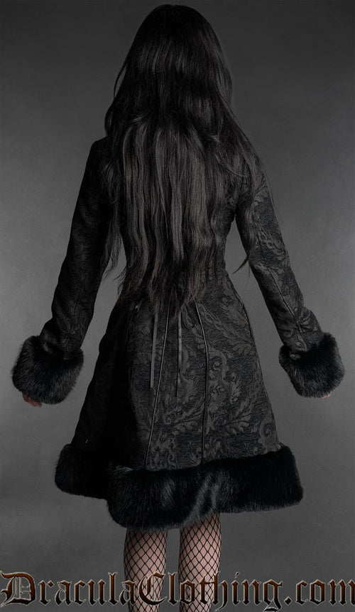 Gothic Doll Black Jacquard Fall Coat
