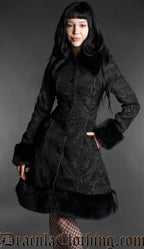 Gothic Doll Black Jacquard Fall Coat