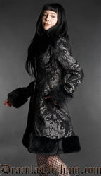 Gothic Doll Silver Jacquard Fall Coat