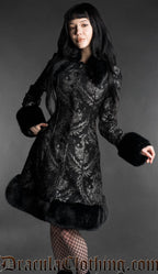 Gothic Doll Silver Jacquard Fall Coat