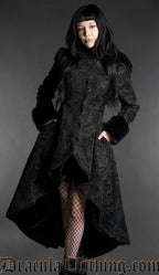 Gothic High Low Brocade Winter Coat