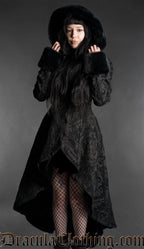 Gothic High Low Brocade Winter Coat