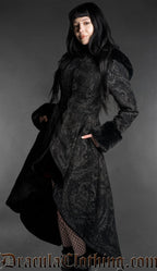 Gothic High Low Brocade Winter Coat