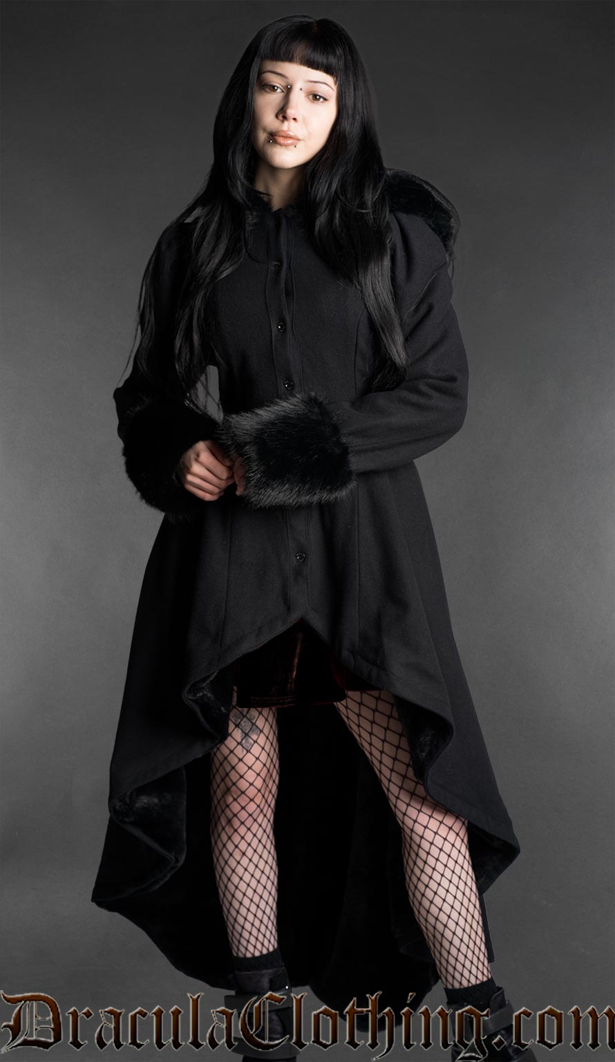 Gothic High Low Wool Winter Coat