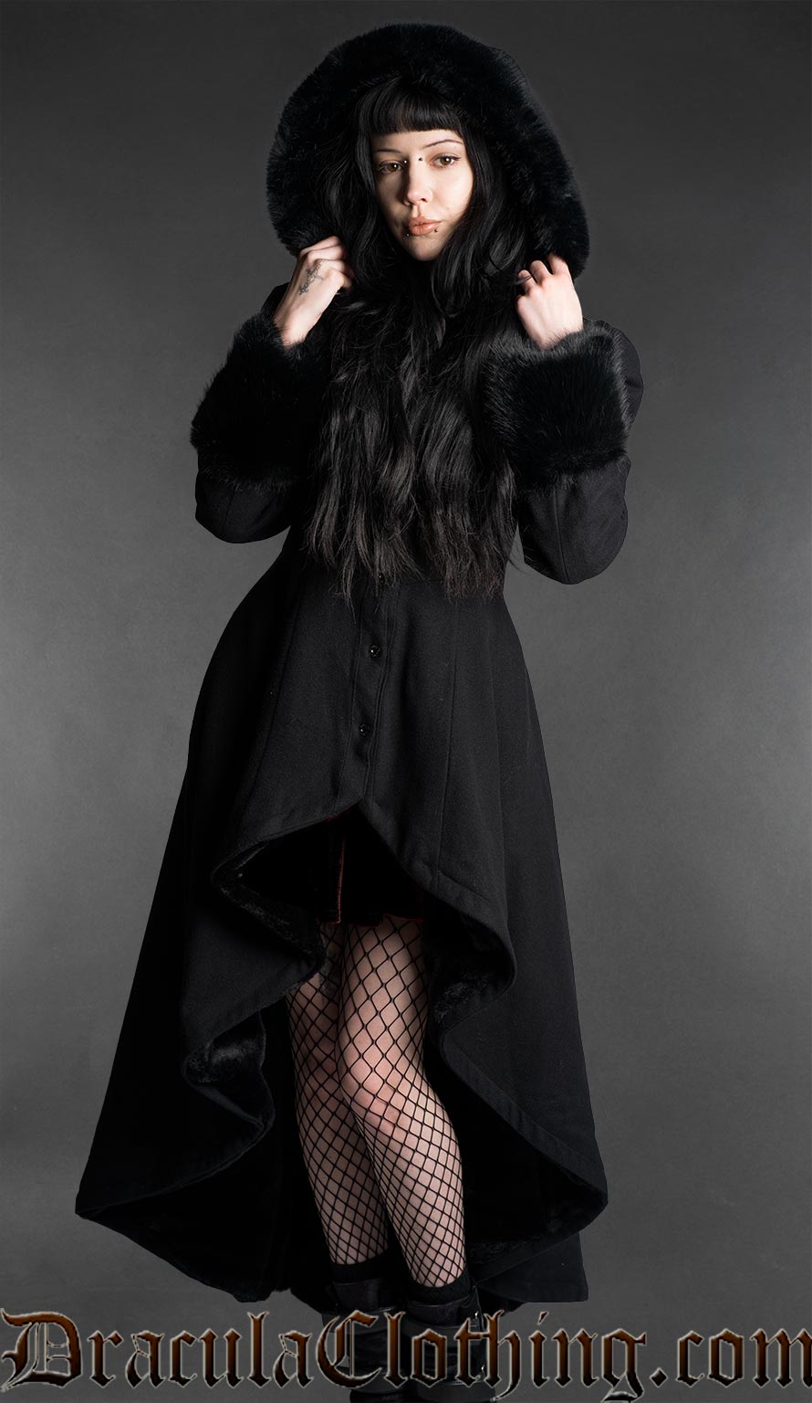 Gothic High Low Wool Winter Coat