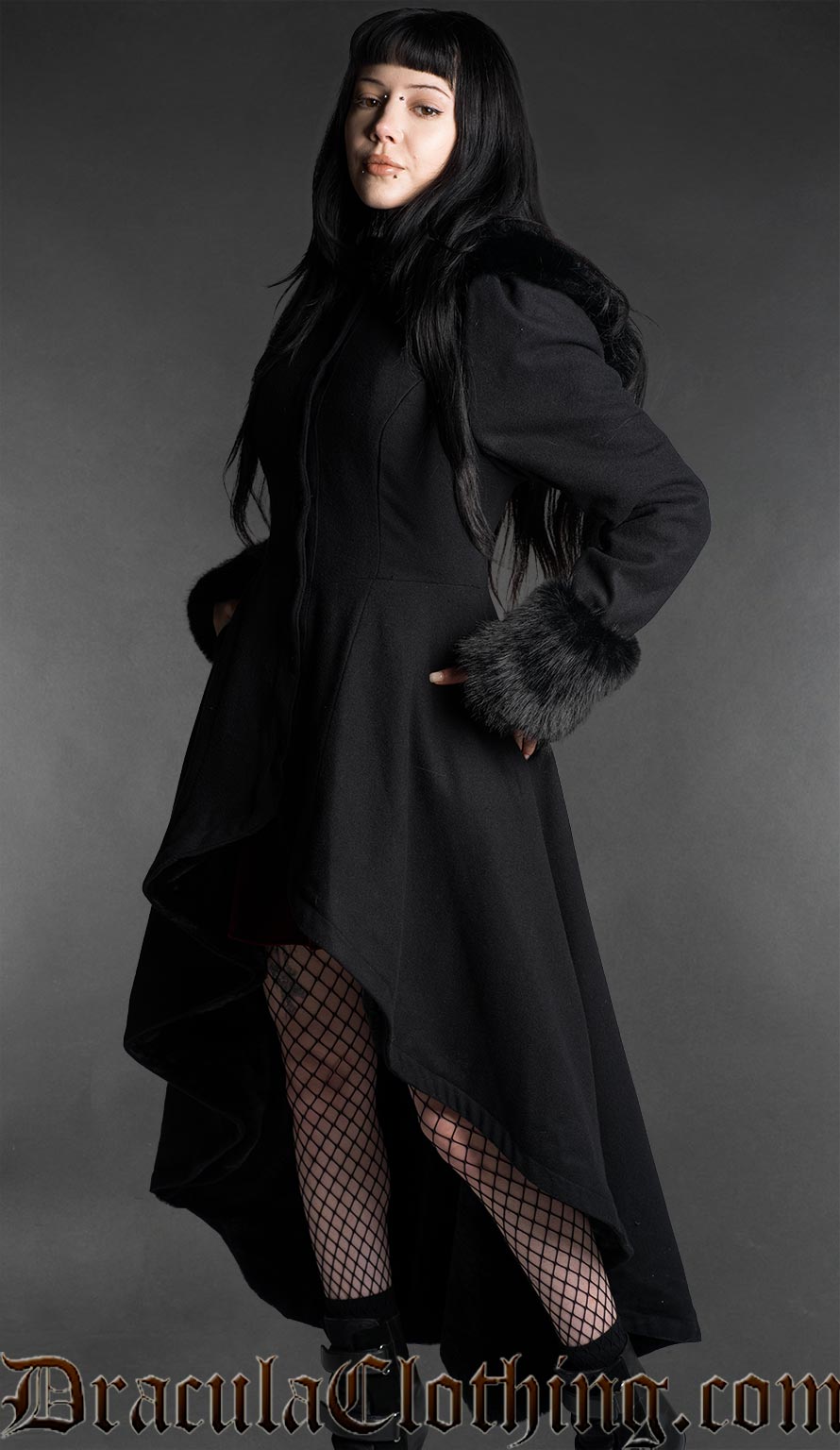Gothic High Low Wool Winter Coat