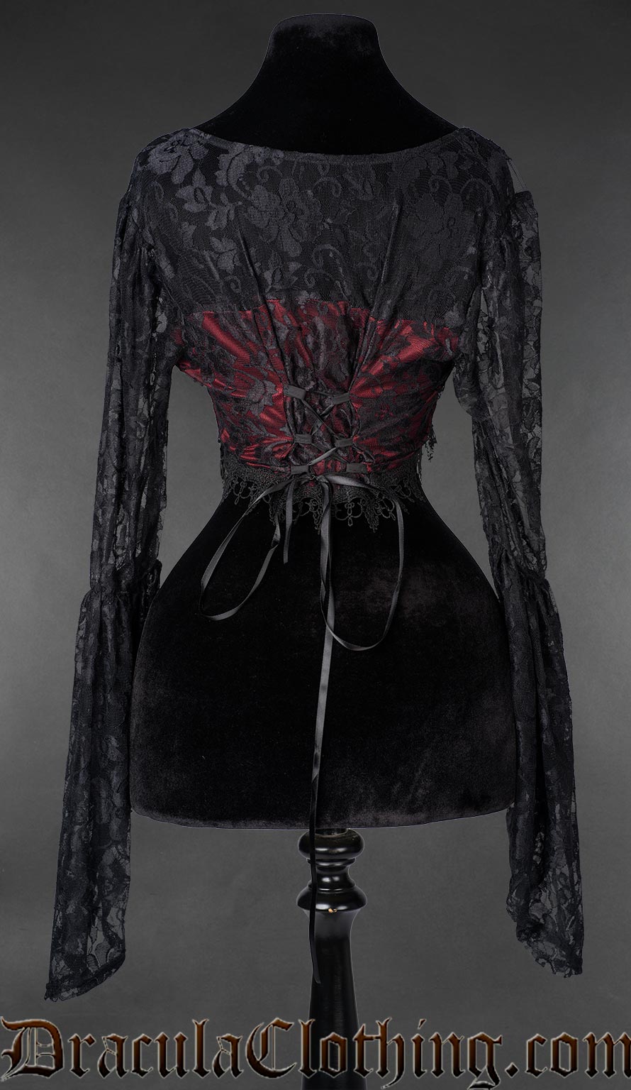 Gothic Red Lace Crop Top