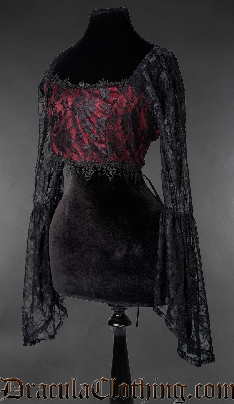 Gothic Red Lace Crop Top