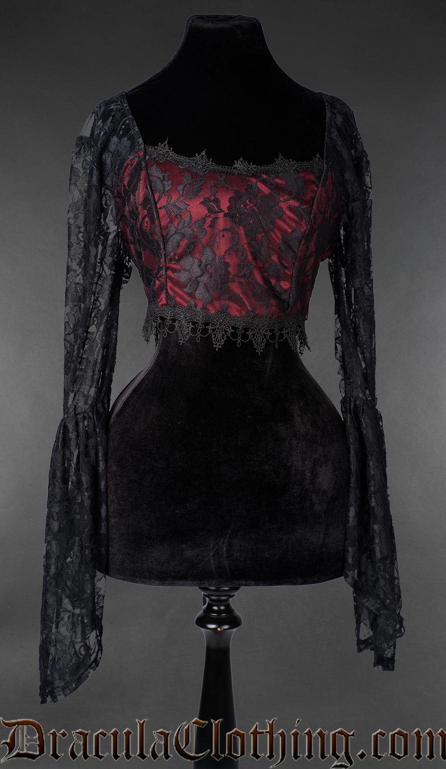 Gothic Red Lace Crop Top