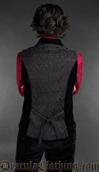 Gothic Shawl Lapel Black Brocade Waistcoat