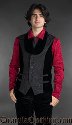 Gothic Shawl Lapel Black Brocade Waistcoat