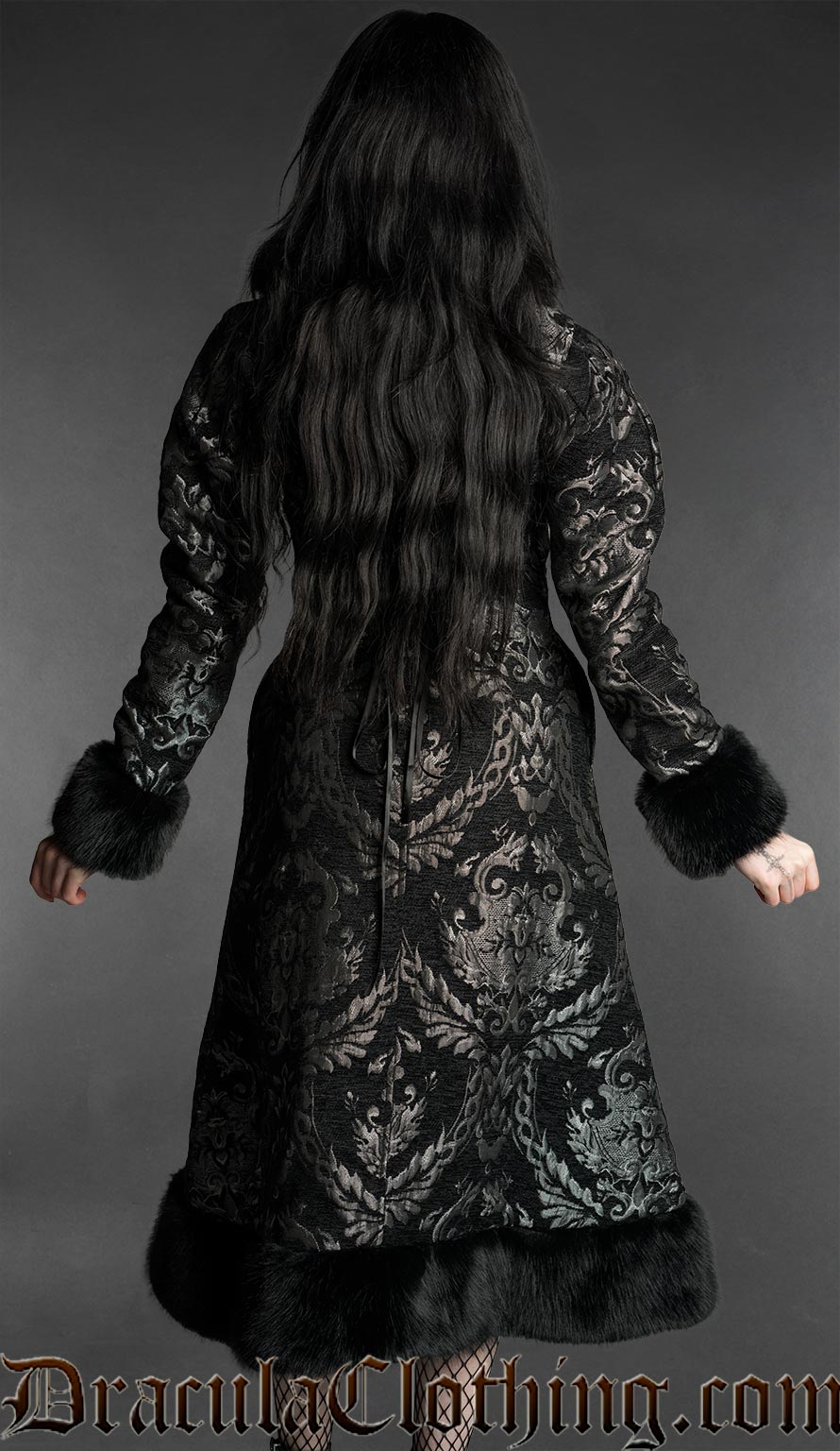 Silver Brocade Baroque Winter Coat