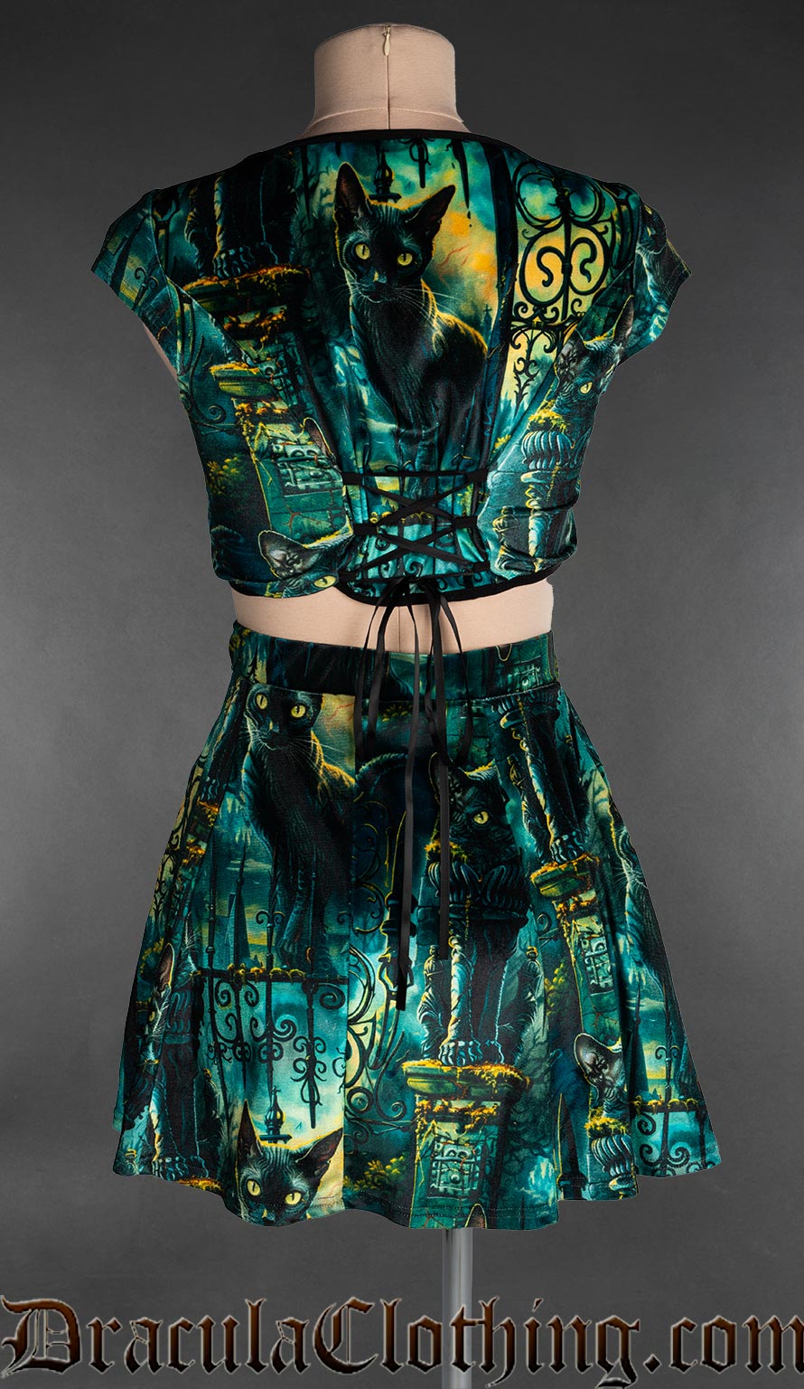 Graveyard Cats Velvet Short Skirt