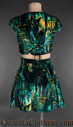 Graveyard Cats Velvet Crop Top