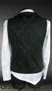 Green Brocade Double Buttoned Vest