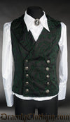 Green Brocade Double Buttoned Vest