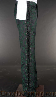 Green Brocade Laced Pants