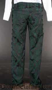 Green Brocade Laced Pants