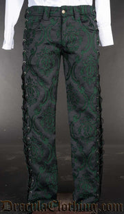 Green Brocade Laced Pants