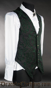 Green Brocade Long Vest