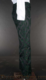 Green Brocade Pirate Officer Pants