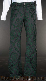 Green Brocade Pirate Officer Pants