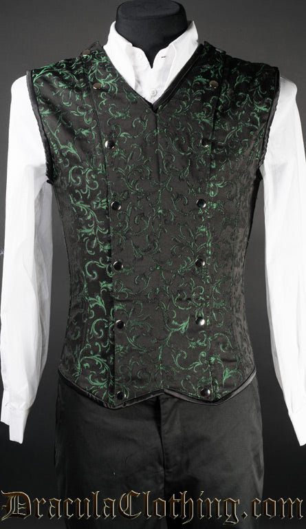 men's Green Brocade V-Shaper