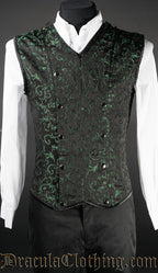 men's Green Brocade V-Shaper