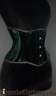 Green Velvet Double Boned Waist Cincher