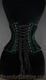 Green Velvet Double Boned Waist Cincher