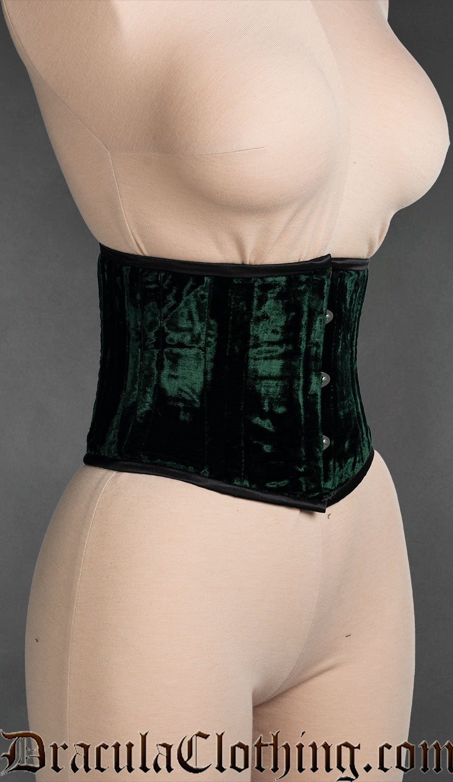Green Velvet Laceless Corset
