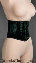 Green Velvet Laceless Corset