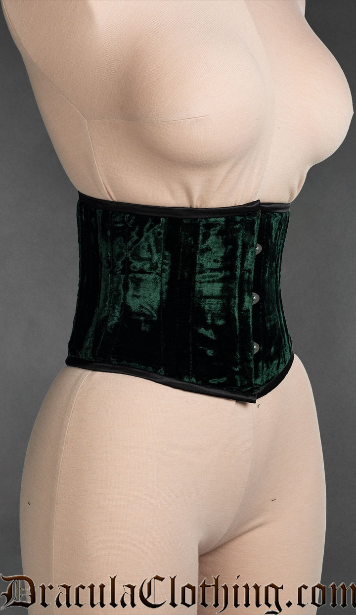 Green Velvet Laceless Corset