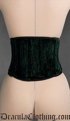 Green Velvet Laceless Corset