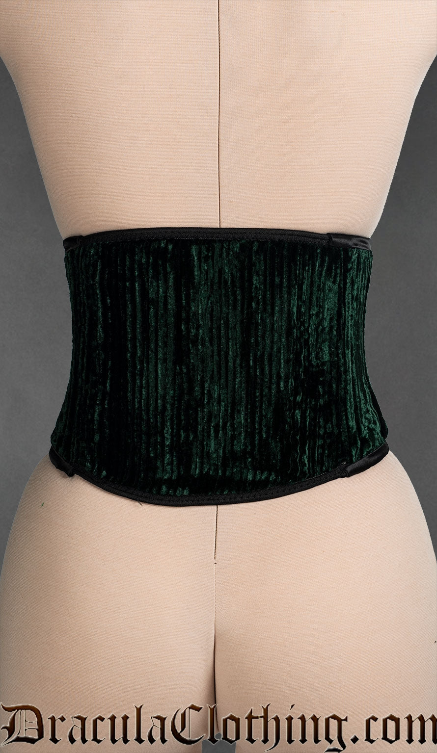 Green Velvet Laceless Corset