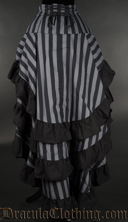 Grey Striped Layer Bustle Skirt