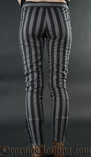 Grey Striped Five Button Pants