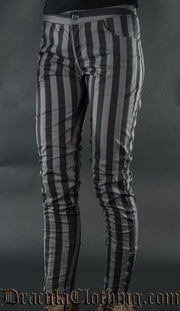 Grey Striped Five Button Pants