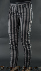 Grey Striped Five Button Pants